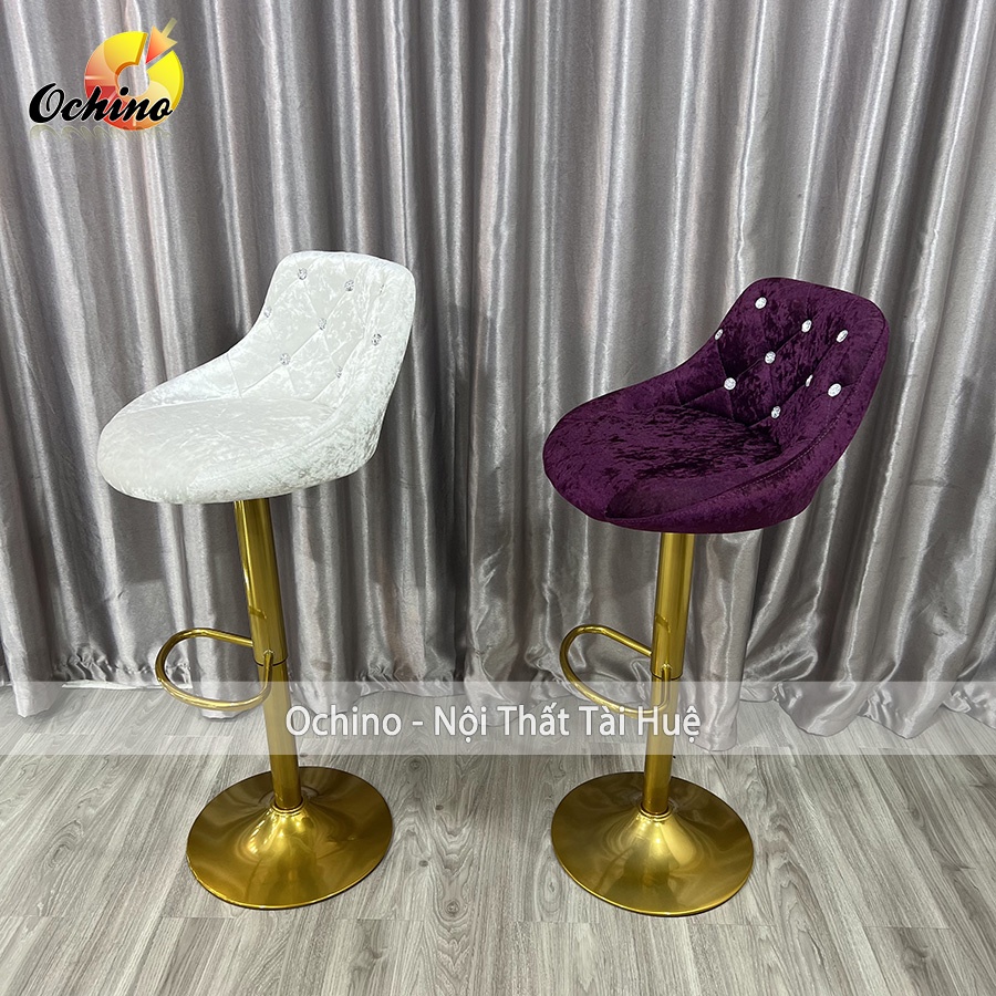 Ghế Chụp Hình, Ghế Makeup Chân Vàng K1 Sơn Tĩnh Điện Nhập Khẩu Mẫu Nỉ Nhung ( Ảnh Thật Shop Chụp)