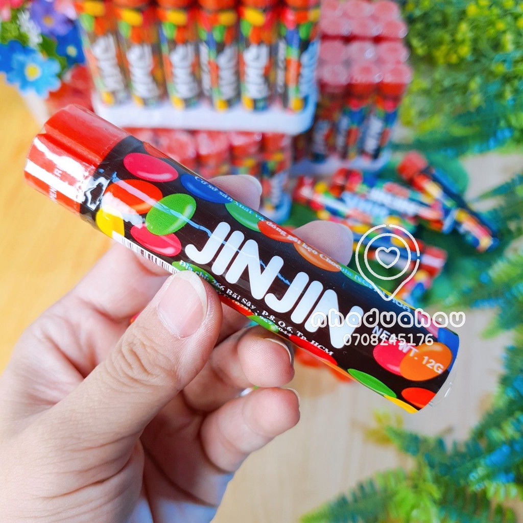 Một thanh kẹo sô cô la sắc màu JinJin hàng cty VN thanh 12gam