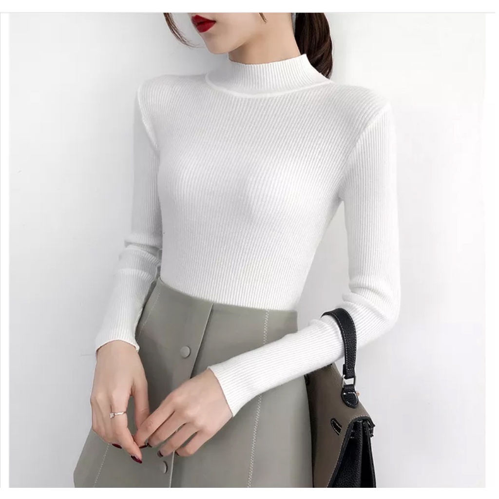 Áo len tăm nữ cổ 3 phân dài tay giữ nhiệt  cao cấp chất đẹp hàng loại 1 dầy dặn mền mịn ôm body co giãn thời trang | BigBuy360 - bigbuy360.vn