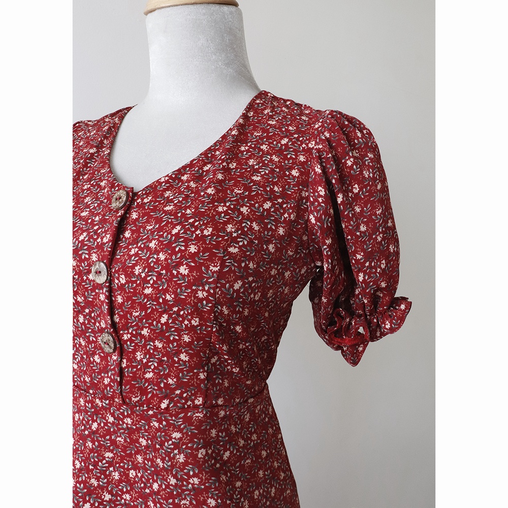 Đầm váy nữ hoa nhí tay phồng nhẹ nhàng đơn giản RD011 | BigBuy360 - bigbuy360.vn