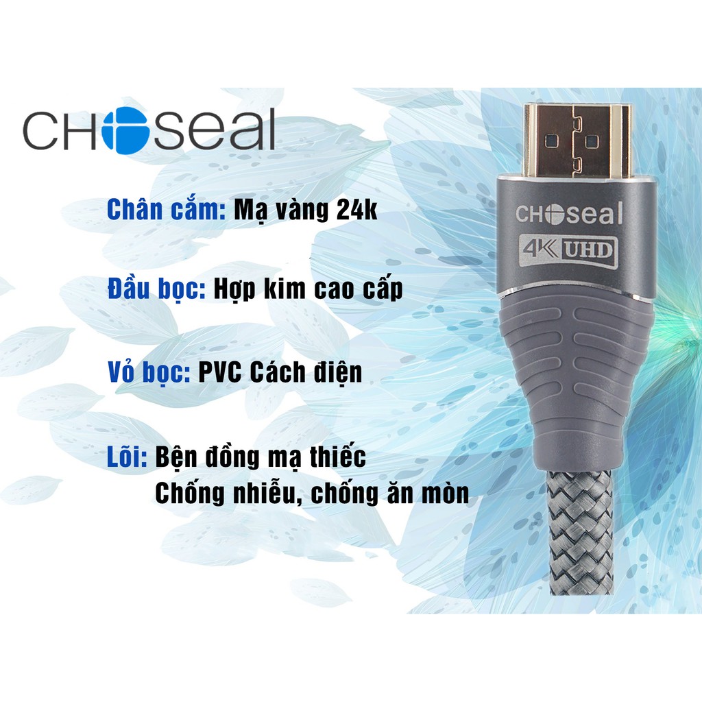 【Chính hãng】dây Cáp HDMI Choseal 2.0/4K Cao Cấp tốc độ cao, loại tròn 1,5m, 3m, 5m, 8m, tivi, máy tính, chuẩn full HD