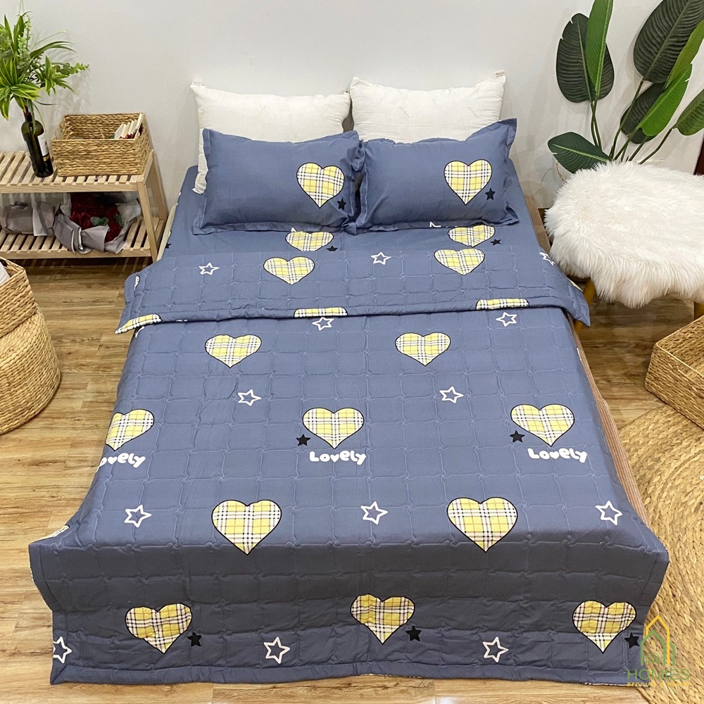 Bộ 5 Món Chăn Hè Kèm Ga Chun Vỏ Gối HOMIES Bedding &amp; Décor  (Kèm Vỏ Gối Ôm) Cotton Poly Nhiều Mẫu Mới