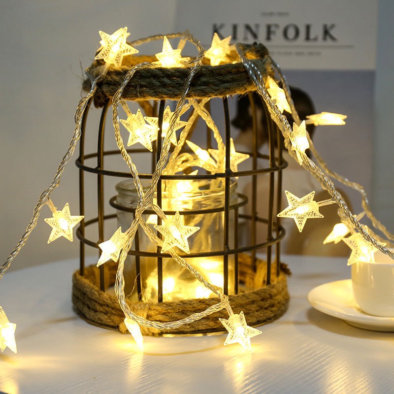Đèn LED trang trí ngôi sao vàng ấm không nhấp nháy decor phòng ngủ