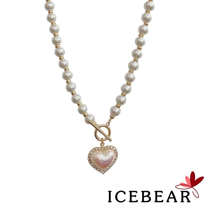 Vòng cổ Mặt Trái Tim Đính Đá Và Ngọc Trai Giả Thời Trang Cho Nữ