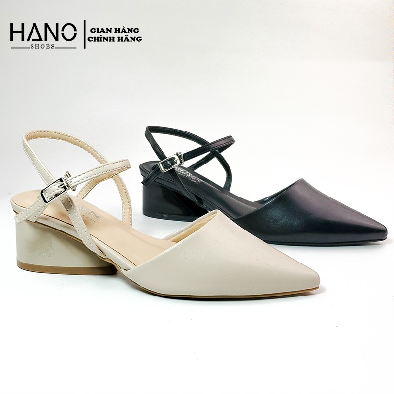 Sandal Cao Gót Bít mũi 5p/5cm Đế vuông cách điệu Quai mảnh Chuẩn đẹp VNXK HANO - SD0004