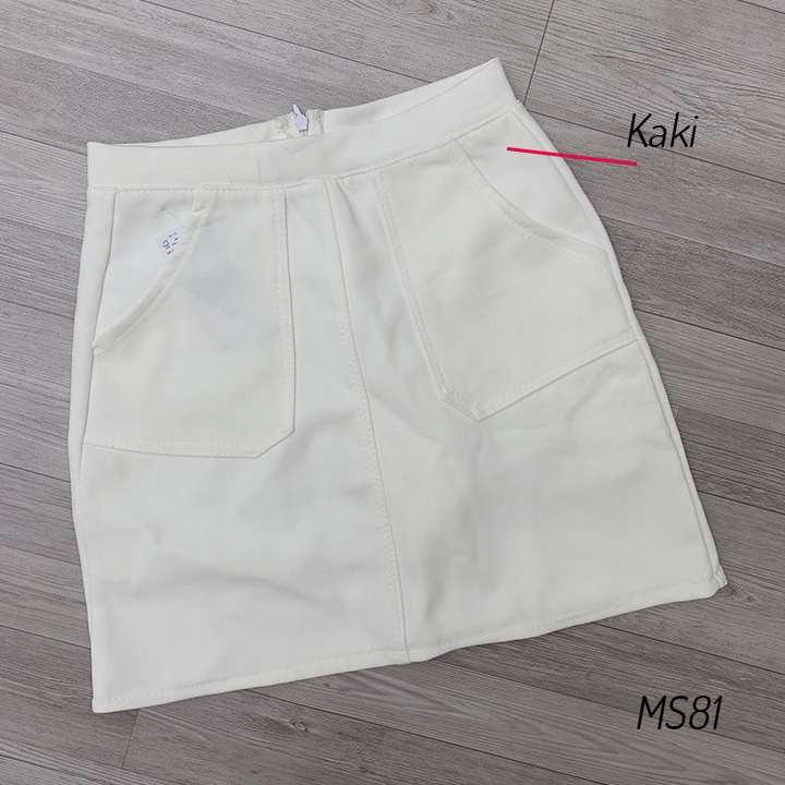 Chân váy kaki trắng đen chữ A dáng ngắn, chân váy công sở ngắn MS77