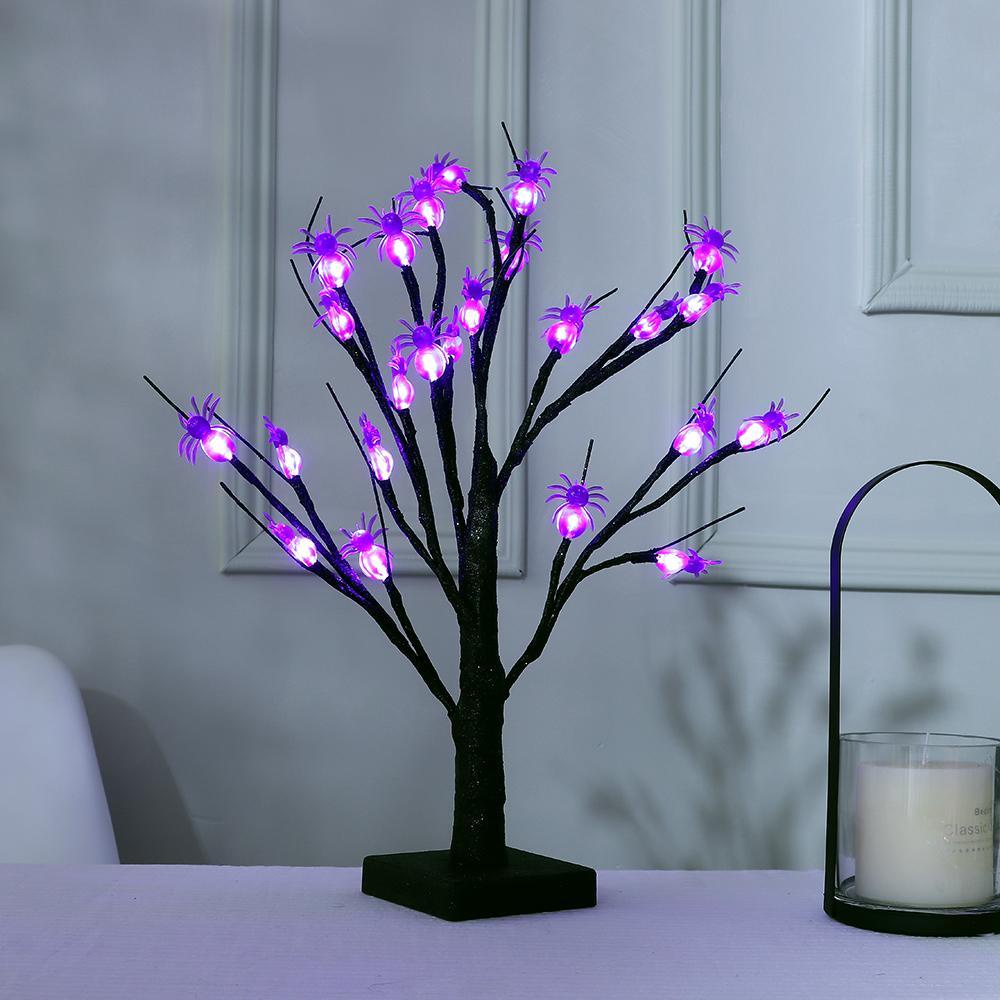 WTTLE Đèn LED 24 Bóng 24 Bóng Hình Con Dơi Và 24 Nhện Trang Trí Halloween