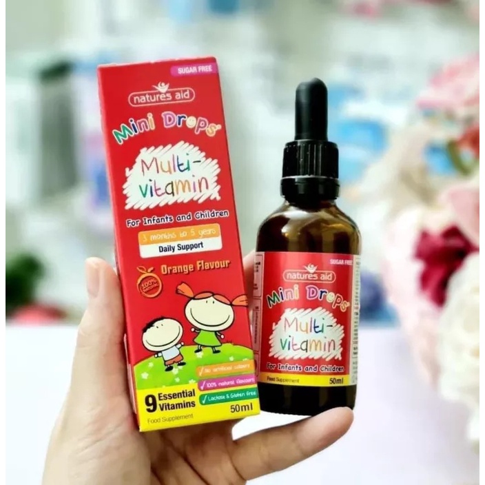 Vitamin tổng hợp Multi Vitamin Drop Nature aid 50ml của Anh cho bé Từ 3 tháng - 5 tuổi