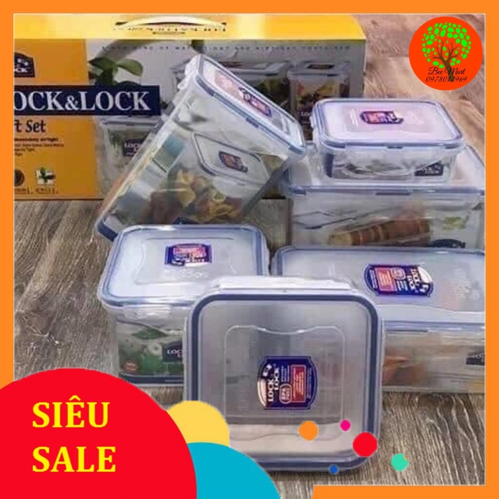 Bộ hộp nhựa 6 món đựng thực phẩm Lock and Lock - bộ hộp nhựa cao cấp tiện dụng dành cho gia đình
