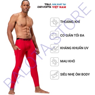 Quần legging nam dài Devops có túi bản to form ôm thun co giãn bó cơ pro combat chạy bộ đạp xe tập tạ gym fitness
