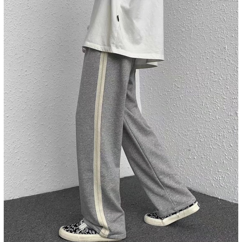 Quần thể thao ống rộng kẻ sọc hai bên thời trang Hàn Quốc cho nam quần jogger thể thao nam bigsize quần ống suông