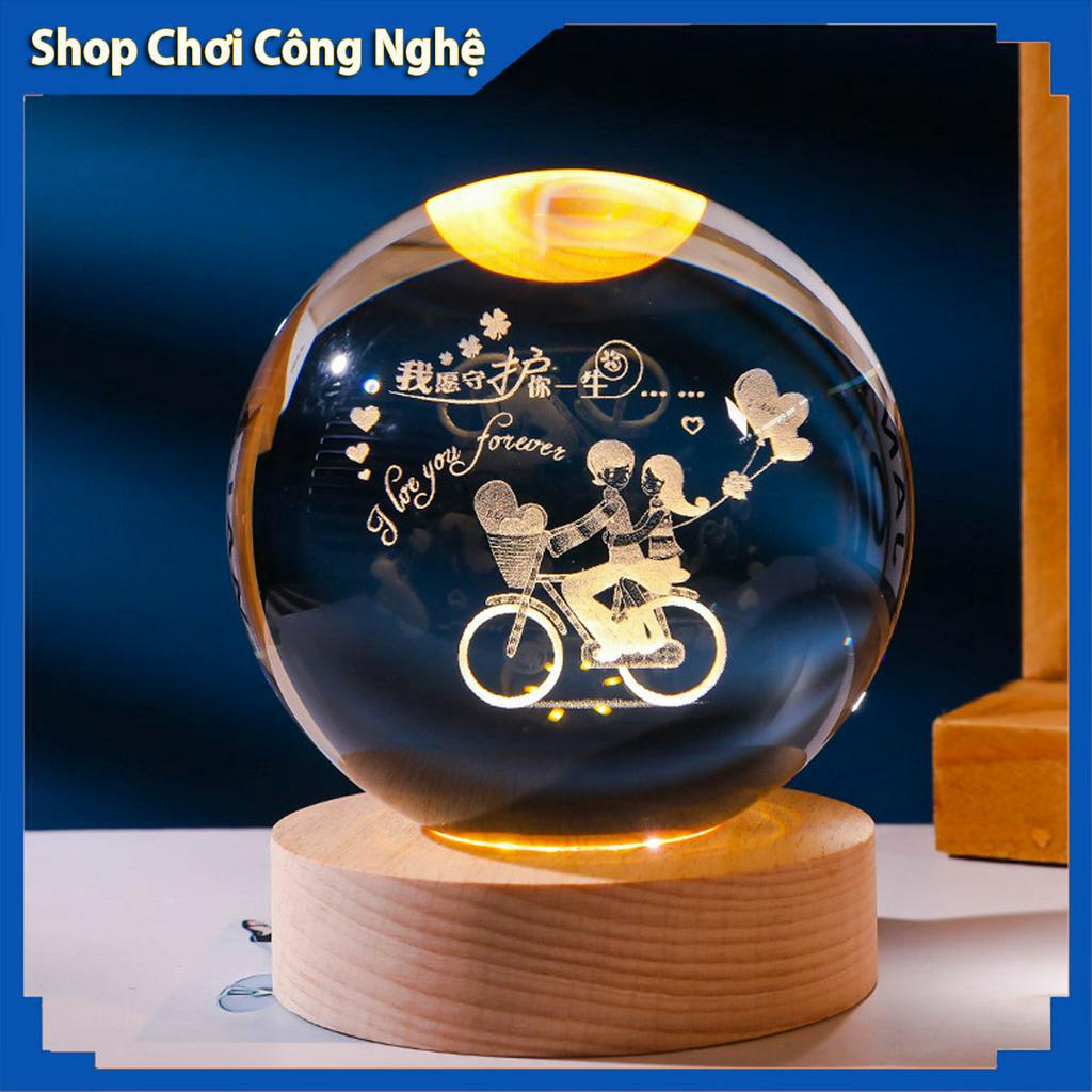 Quả cầu pha lê phát sáng Tình Yêu, đèn trang trí phòng ngủ, qùa tặng đầy ý nghĩa