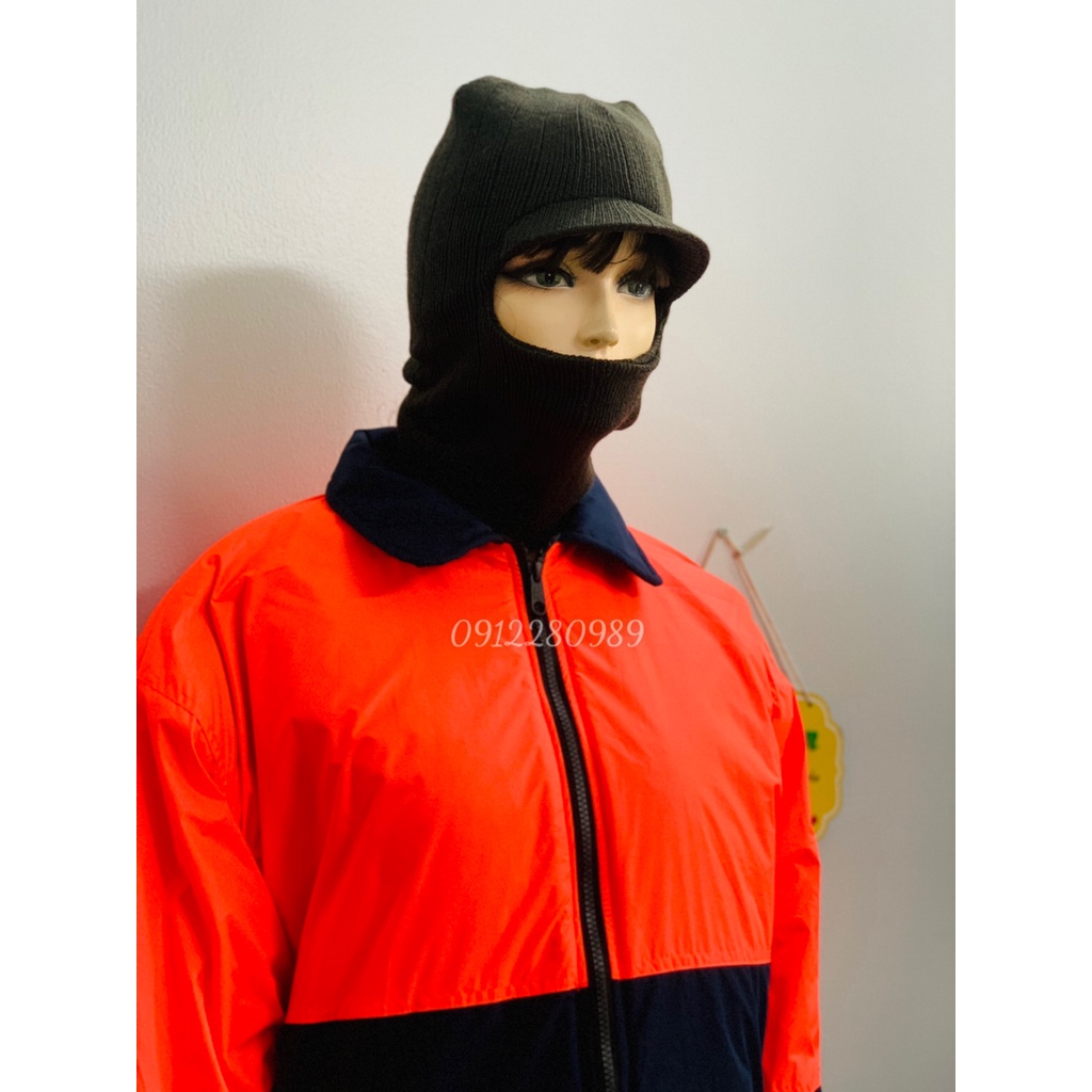 Quần áo bảo hộ trong kho đông lạnh -30 độ có lót lông ấm áp màu xanh đen phối cam neon _ Hình chụp thật