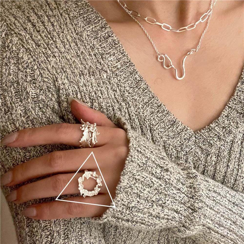 Nhẫn Giấy Thiếc Sáng Tạo Lãng Mạn Thời Trang|Nhẫn Thiết Kế Không Đồng Đều Thời Trang Theo Phong Cách Hàn Quốc