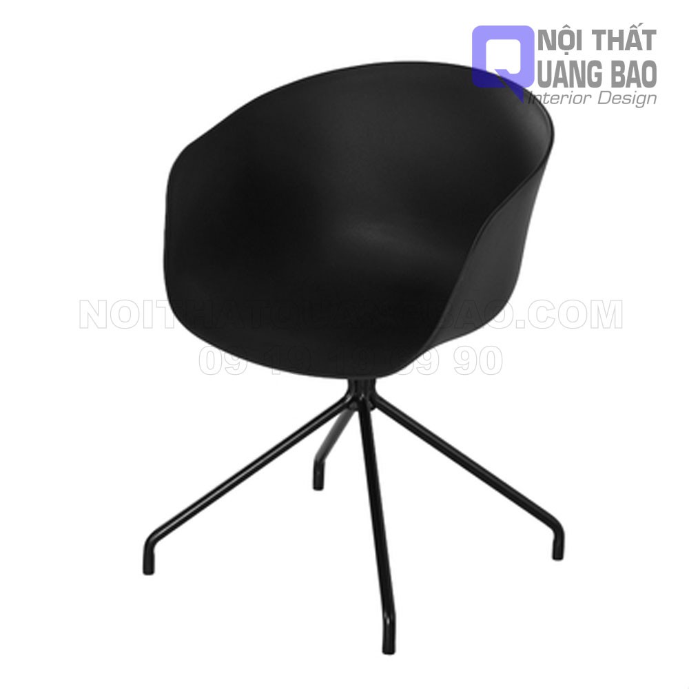 Ghế Hay 24 Lưng Nhựa PP Cao Cấp, Chân Sắt Sơn Tỉnh Điện Cố Định Màu Trắng Hoặc Đen (QB-NT-GCF33)