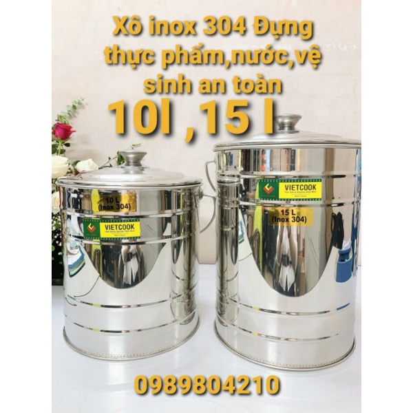 Video Xô inox  SUS 304 có quai xách 10L,15 L,Xô đựng thực phẩm,nước,sữa,Bình đựng nước ko vòi 10 l,15 l,20 lChính Hãng