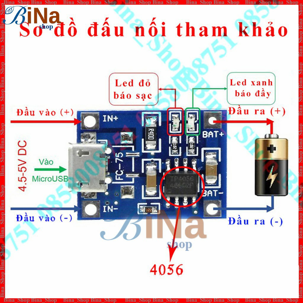 Mạch sạc pin 1S 3.7V-4.2V Mạch sạc 1S TP4056 thường