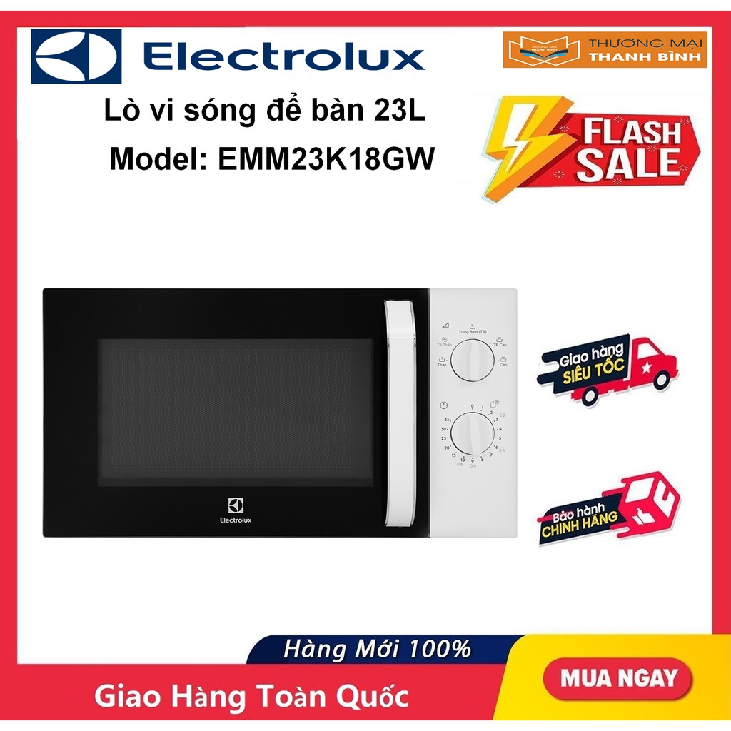 [Mã ELHADEV giảm 4% đơn 300K] Lò vi sóng để bàn Electrolux EMM23K18GW 23 lít