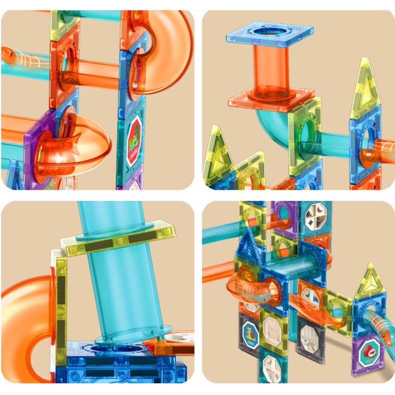 Bộ đồ chơi xếp hình nam châm 4D Magnetic Sticks cầu trượt thả bóng Đồ chơi thông minh giáo dục cho bé sáng tạo