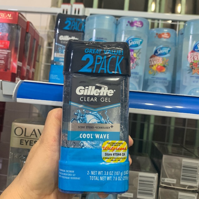 Lăn khử mùi Nam Gillette Cool Wave Clear Gel Scent Xtend Technology + 107g