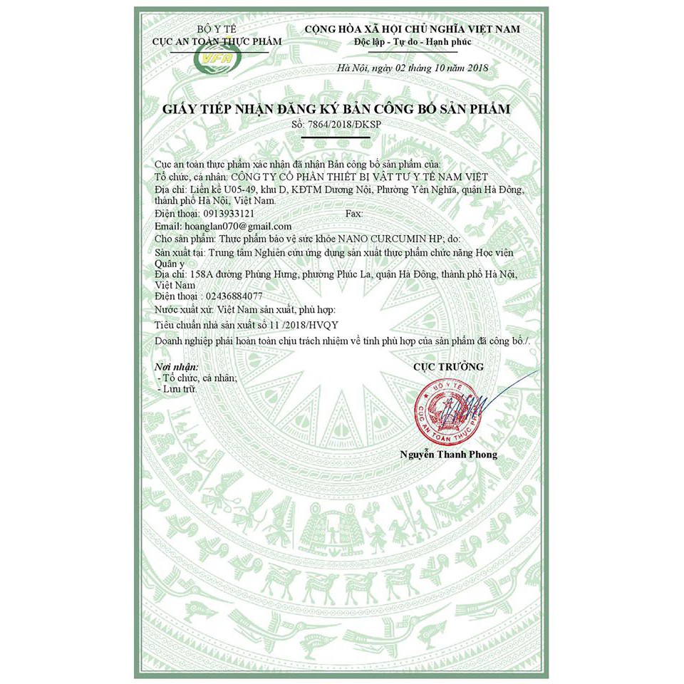 Nano Curcumin HP Học Viên Quân Y - Hỗ Trợ Bệnh Đau Dạ Dày