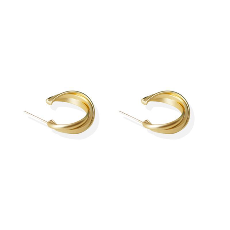 S925 silver geometric twisted gold earrings