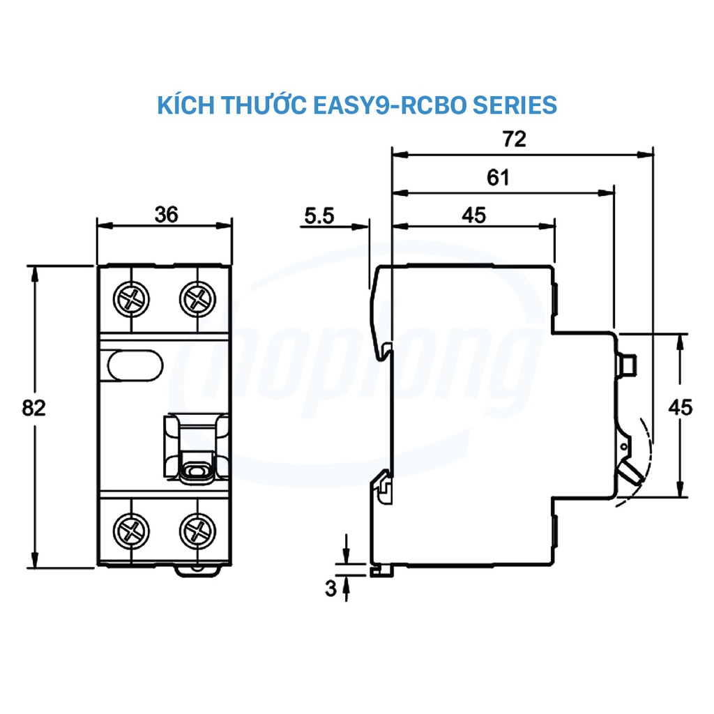 CB chống giật, Aptomat cầu dao chống giật Schneider,RCBO EZ9D Hãng Schneider