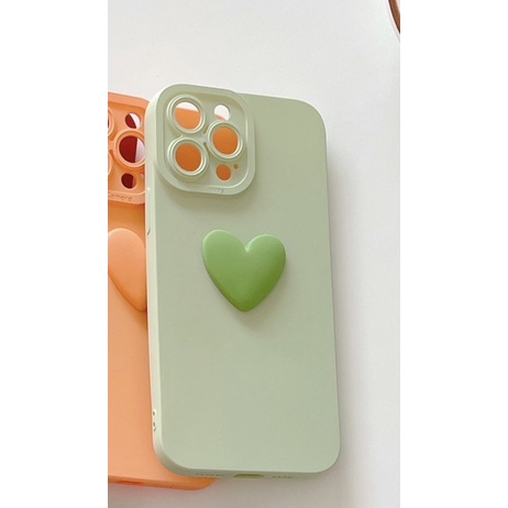 (SIÊU RẺ) Ốp lưng iphone trơn procam gắn trái tim to hồng tím xanh  7plus/8/8plus/x/xr/xs/11/12/13/pro/max/plus/promax