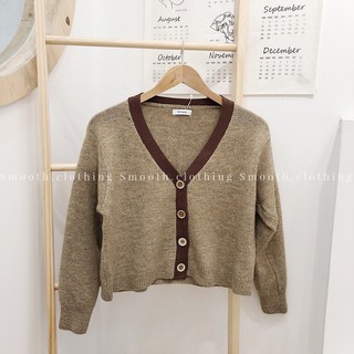 Áo cardigan lông thỏ kẻ viền