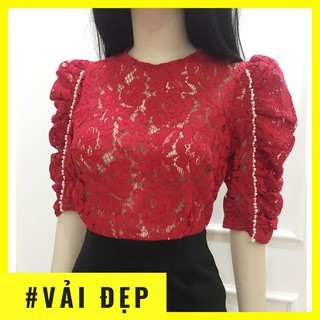 Áo ren đỏ💖Freeship💖Có Clip - Áo nữ màu đỏ tay lửng
