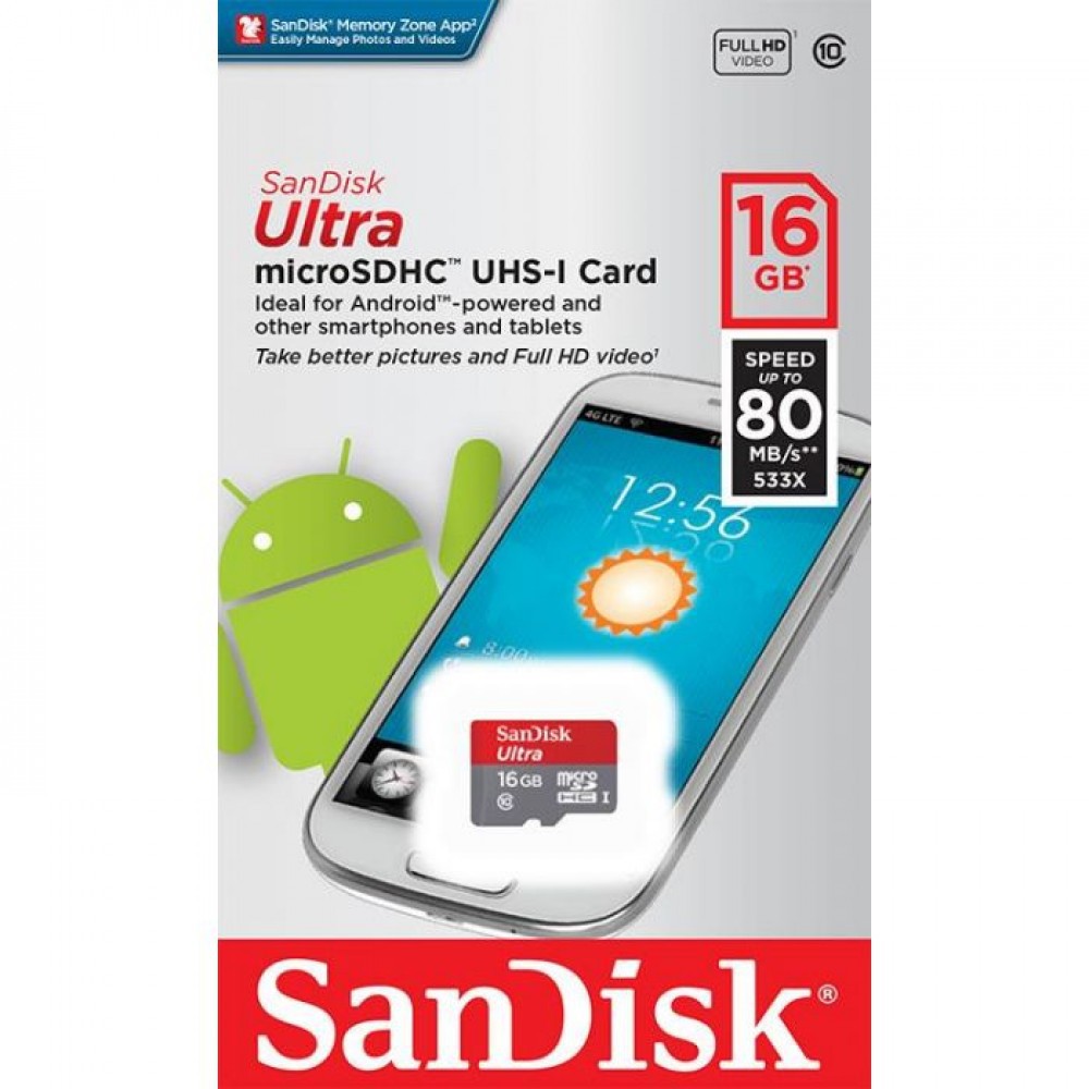 Thẻ Nhớ Sandisk Ultra Microsdhc Class 10 (80mb / S) 16gb