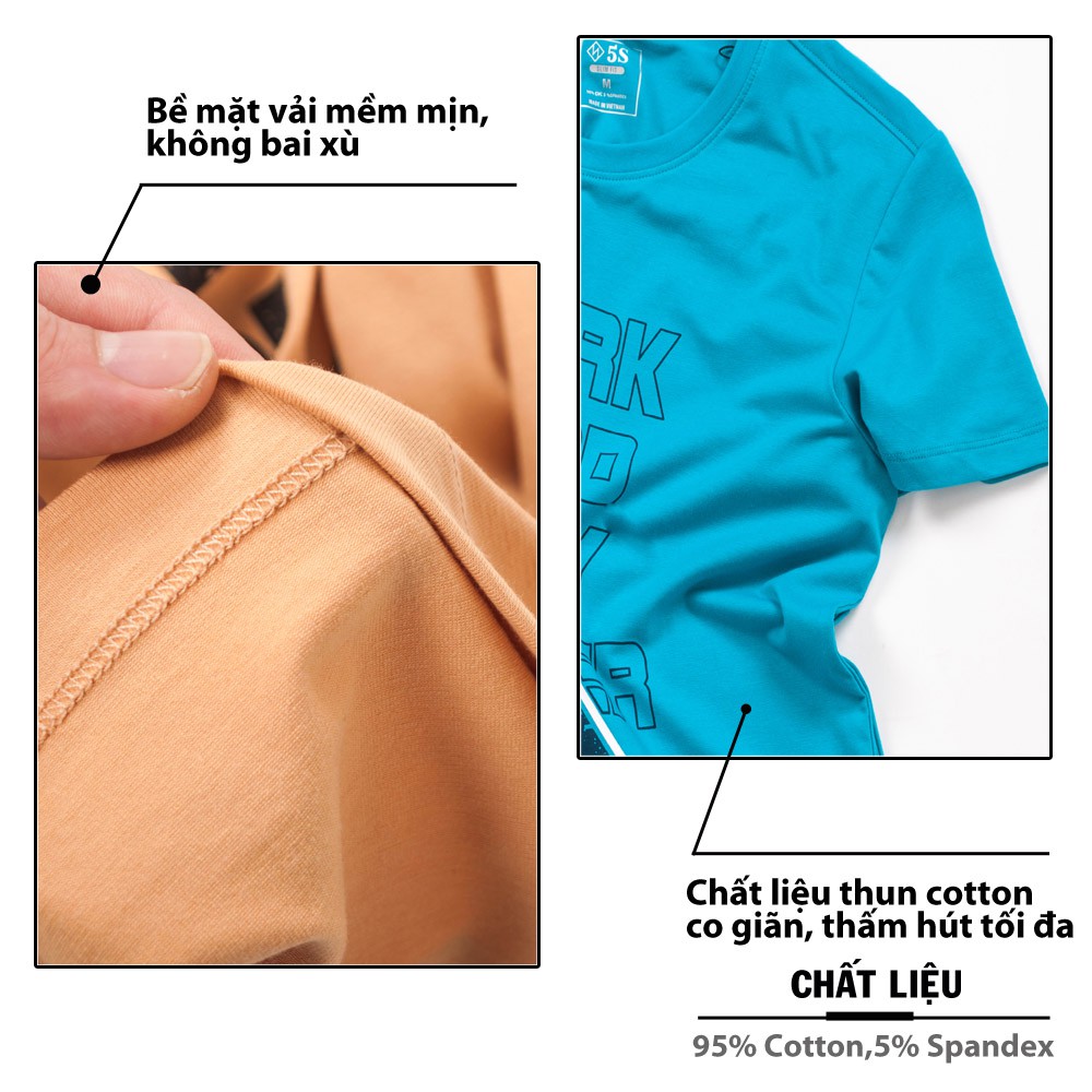 Áo Thun Nam Tay Ngắn Cổ Tròn 5S In Chữ (5 Màu), Chất Cotton Mềm Mịn, Thấm Hút Tốt. | BigBuy360 - bigbuy360.vn