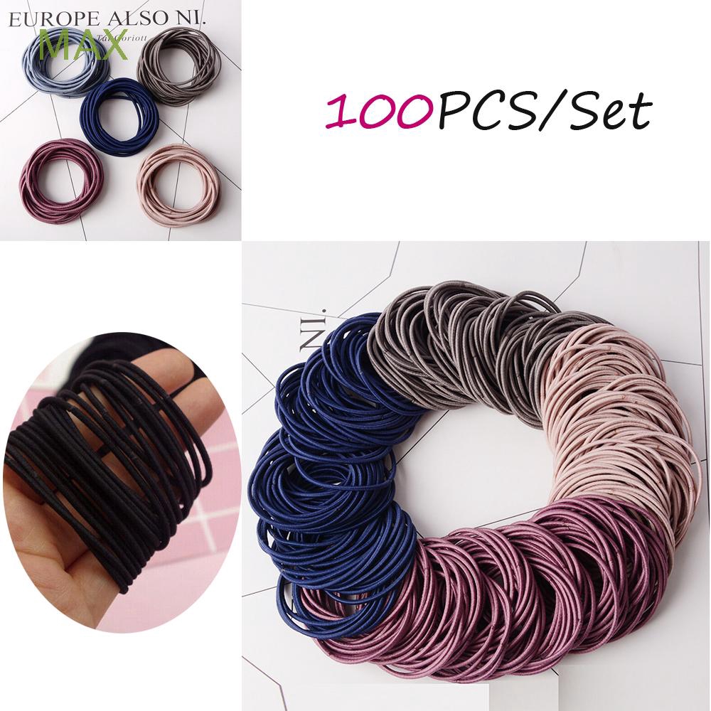 Set 100 Dây Cột Tóc Co Giãn Đáng Yêu Cho Nữ