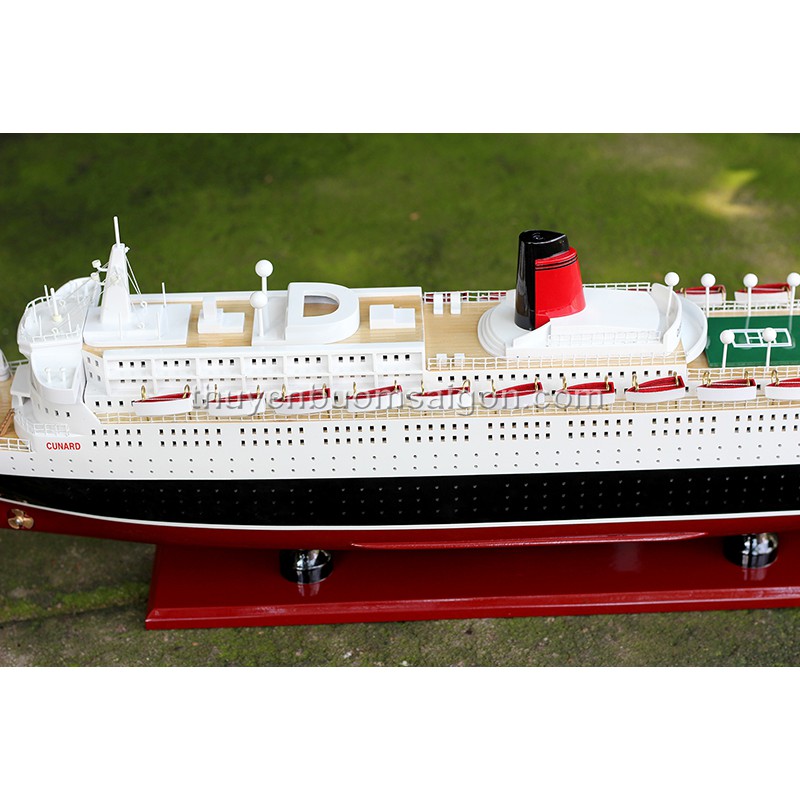 Mô hình du thuyền Queen Elizabeth 80cm gỗ tự nhiên, tàu du lịch chở khách trên biển, quà tặng cao cấp