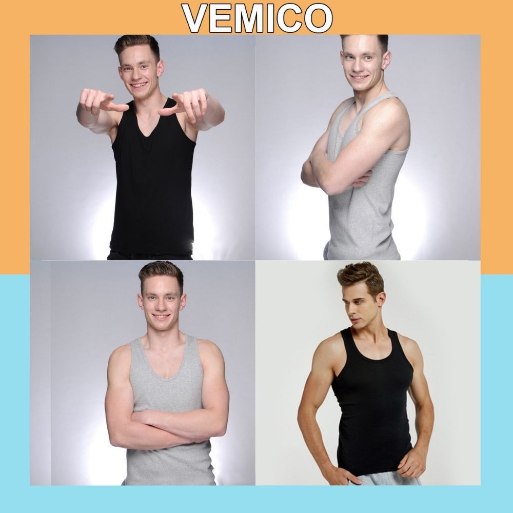 Combo 3 áo ba lỗ nam Vemico thấm hút mồ hôi thiết kế đơn giản ABL01