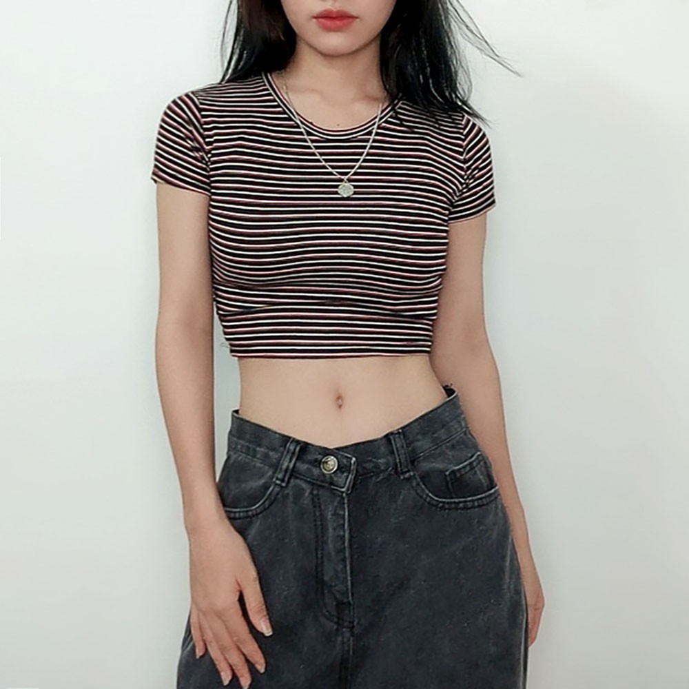 Áo crop top kẻ sọc ôm body RT004 | BigBuy360 - bigbuy360.vn