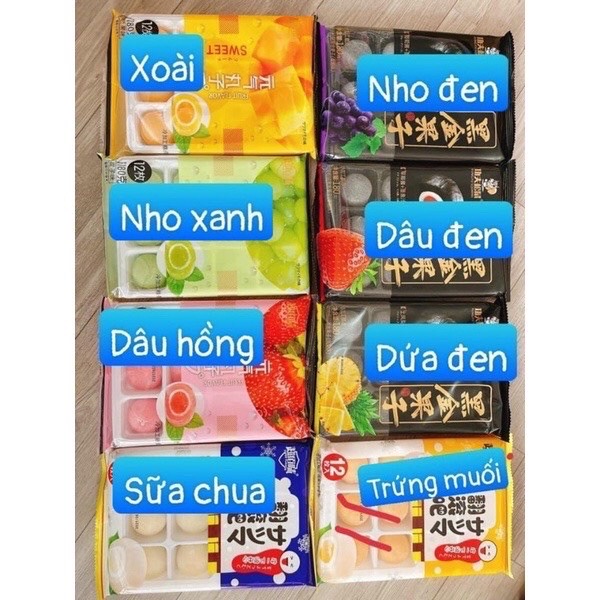 Bánh Mochi kem lạnh vị hoa quả mỗi gói 12 chiếc bánh thơm ngon , Bánh Mochi ĐÀI LOAN 8 Vị Hoa Quả