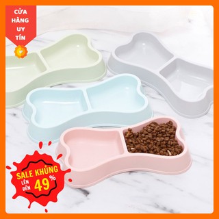 Bát ăn nhựa cho chó mèo hai ngăn hình Khúc Xương giá SIÊU RẺ