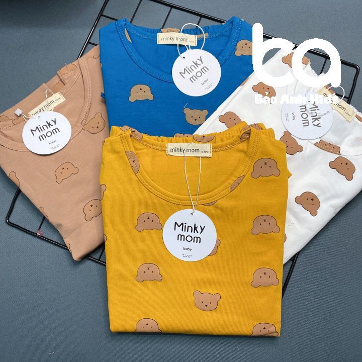 Bộ Dài Tay Cho Bé Trai Bé Gái Minky Mom Chất Cotton Mềm Mịn Dày Dặn Họa Tiết Gấu Đáng Yêu, Bộ Thu Đông Cho Bé - TDD1