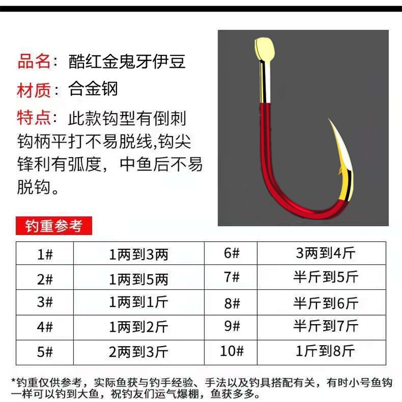 Móc Câu Cá Bằng Hợp Kim Thép Carbon Màu Vàng Đỏ Iseni Izu Creek