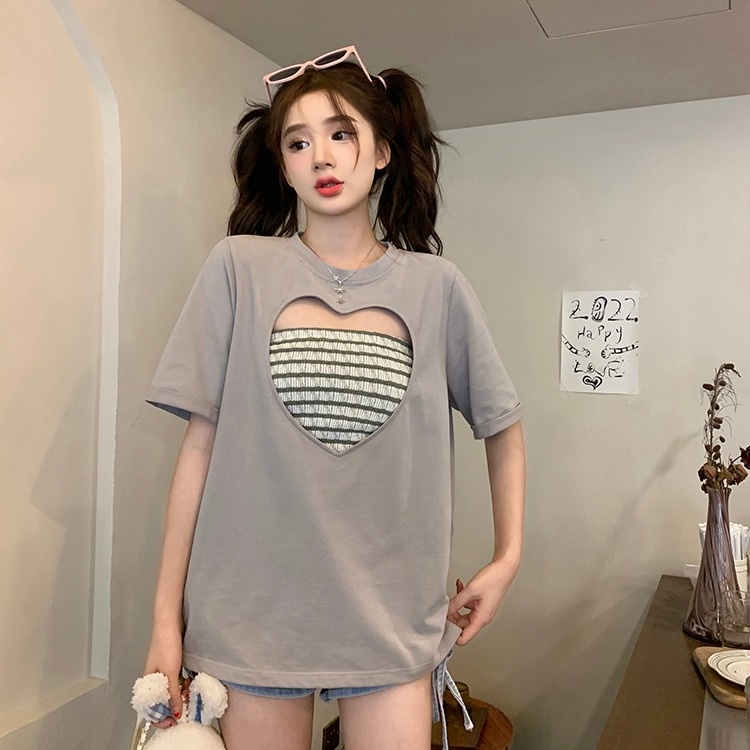 【ZHELIHANGFEI】Áo Thun Ngắn Tay Họa Tiết Kẻ Sọc Thời Trang Quyến Rũ Cho Nữ