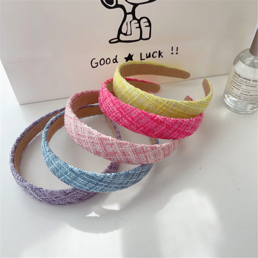 Băng đô cài tóc bản rộng họa tiết kẻ sọc phong cách cổ điển thời trang mùa thu xinh xắn dành cho nữ