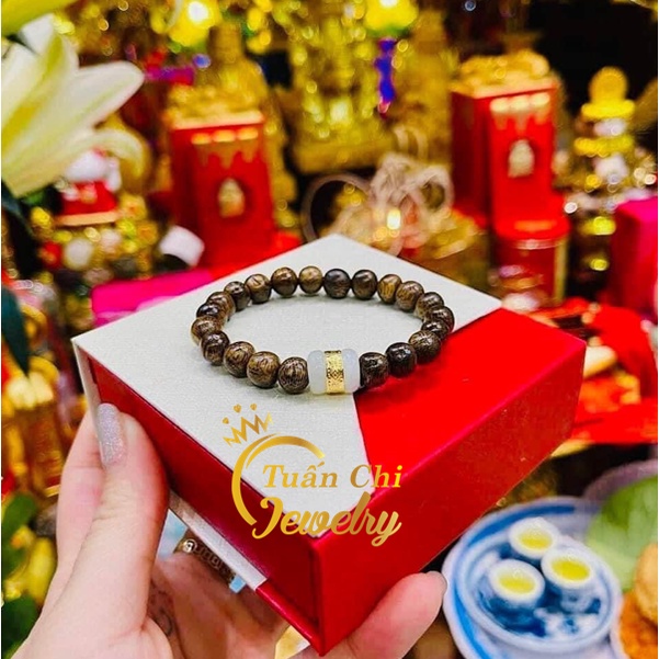 Vòng Đôi Nam Nữ- Vòng Tay Trầm Hương Kết Hợp Lu Thống Ngọc Bạch Cao Cấp Sang Xịn- Tặng Kèm Hộp Và Dây Dự Phòng