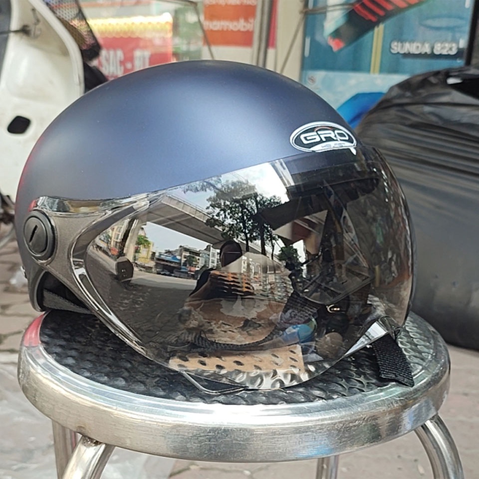 Mũ bảo hiểm nửa đầu có kính Chính hãng GRO cao cấp
