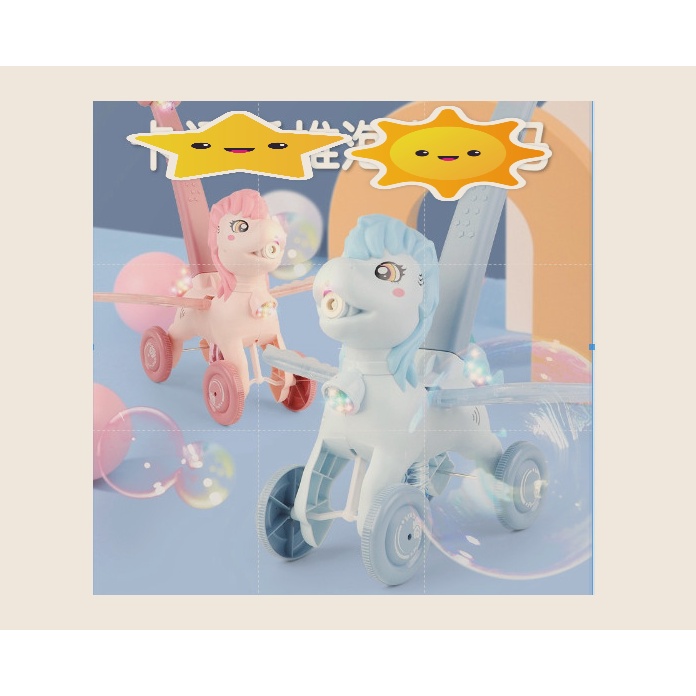 Xe đẩy ngựa thổi bong bóng Đáng yêu cho bé