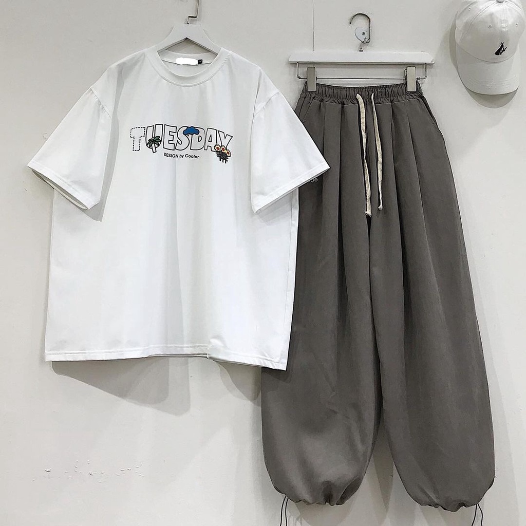 Áo Thun Tay Lỡ TUESDAY Form Rộng Vải Thun Cotton Phong Cách Hàn Quốc Unisex