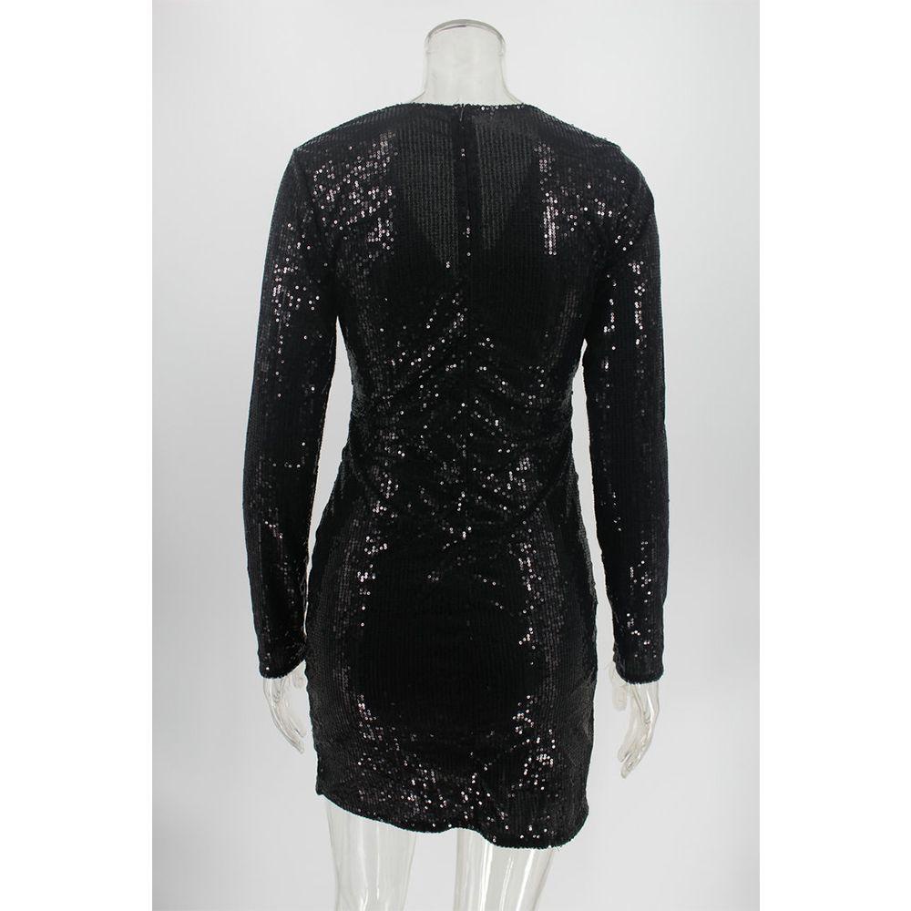 Đầm Mini Cổ Chữ V Đính Sequin Lấp Lánh Thời Trang Dự Tiệc Cho Nữ