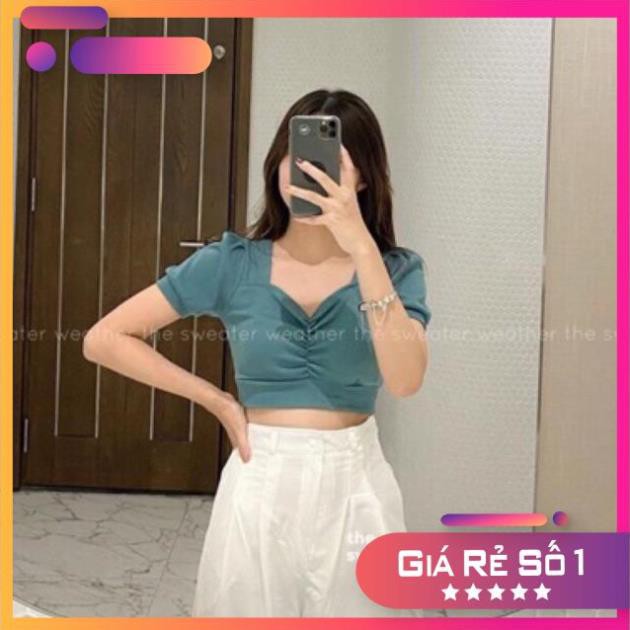 Áo croptop cổ vuông cotton tàu