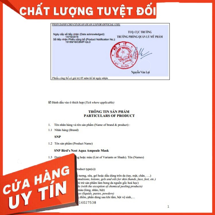 Mặt Nạ Cao Cấp SNP Tinh Chất Vàng, Kim Cương, Yến Chống Nhăn, D.Ẩm- Trắng, Phục Hồi, Se Khít Chân Lông 25ml