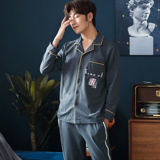 [ẢNH THẬT] Bộ Pijama nam dài tay màu trầm gọn dáng, chất cotton 100% thoáng mát mặc được 4 mùa trong năm, size L-3XL